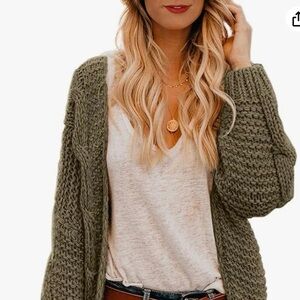 Astylish Womens Small Open Front Long Sleeve Chunky Knit Cardigan Sweaters